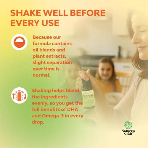 Vista 5 de Gotas de DHA Omega 3 para niños - Ácidos grasos Omega 3 6 9 para cerebro, sistema inmunológico y visión - DHA nutricional para niños para un sistema