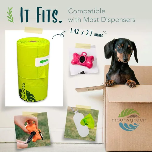 Vista 5 de Bolsa para excrementos de perro, bolsas compostables para excrementos de perro, ecológicas, sin perfume, a base de vegetales, extra gruesa, a prueba