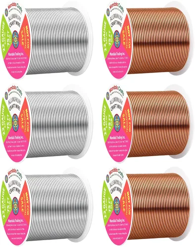 Vista 101 de Mandala Crafts - Alambre de aluminio anodizado de calibre 22 para hacer joyas - 137.2 m de alambre flexible surtido y coloreado - Doble para bonsái