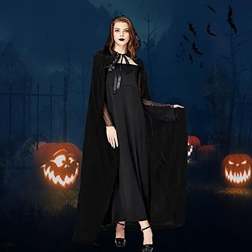 Vista 6 de Oiziuzio Hooded Cloak Long Unisex Capes Robe for Adult Women Halloween Christmas Party Cosplay Costume