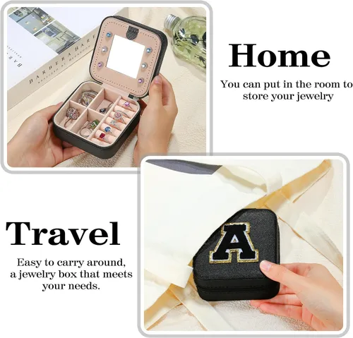 Vista 6 de Regalos de Navidad para hombres Joyero de viaje negro para hombres, collar, aretes, anillos, estuche de joyería de viaje para hombres Regalos