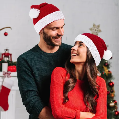 Vista 7 de Century Star Sombreros de Navidad para mujer, sombrero de Papá Noel, unisex, clásico, tejido cálido, para Año Nuevo, vacaciones, fiestas, sombreros