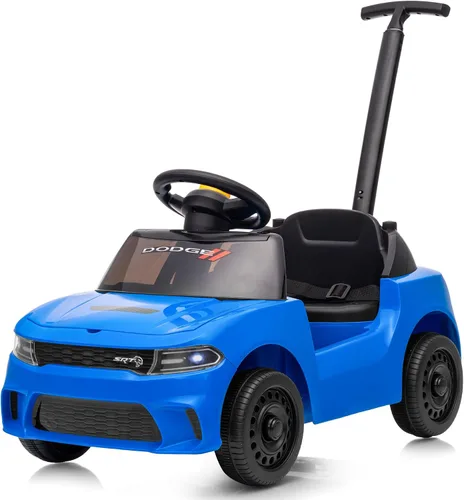 Vista 12 de Dodge Ride on Push Car con licencia para niños pequeños de 1 a 3 años con mango y música Rosa