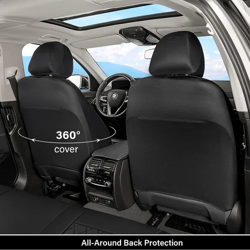 Vista 2 de Coverado Fundas universales de cuero para asientos delanteros, paquete de 2 fundas de asiento para SUV, camioneta, sedán, interior de vehículos