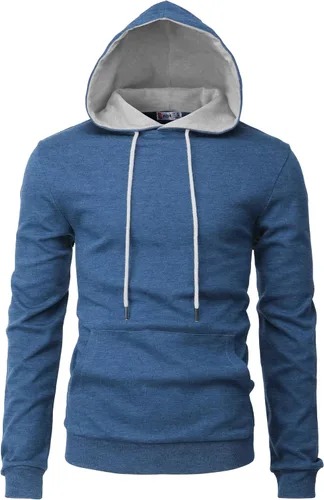 Vista 36 de H2H Sudadera con Capucha Tipo Pullover para Hombre, Ligera, de Manga Larga, con Bolsillo Canguro, Ajuste Ceñido, Básica, Casual, Suéter