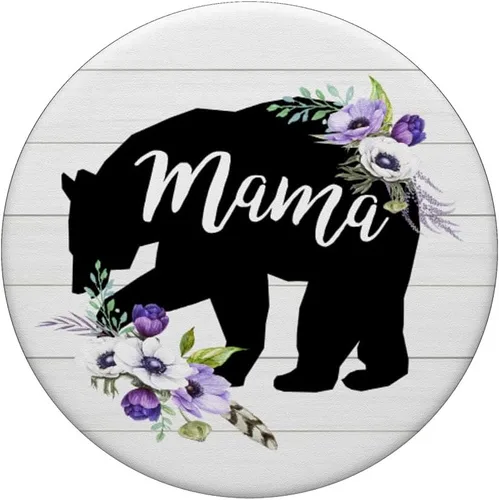 Vista 3 de Mama Bear - Agarre y soporte para teléfonos y tabletas con diseño floral en color morado