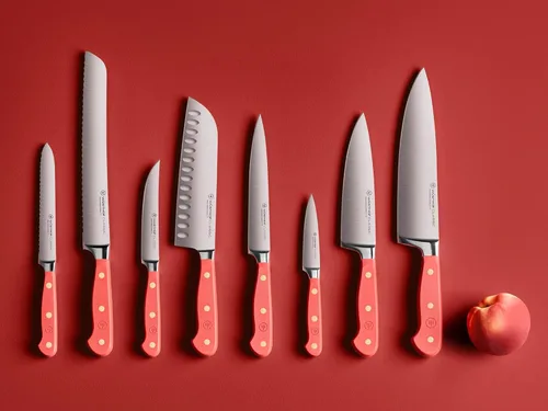 Vista 6 de WÜSTHOF Cuchillo Santoku clásico de melocotón coral de 7