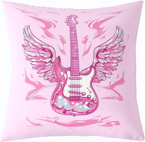 Vista 26 de Castle Fairy Cowboy Boots Throw Pillow Cover 16"x16" Bohemia Musical Guitar Pillowcase Western Rustic Cowgirl Reversible Print Cushion Cover Music