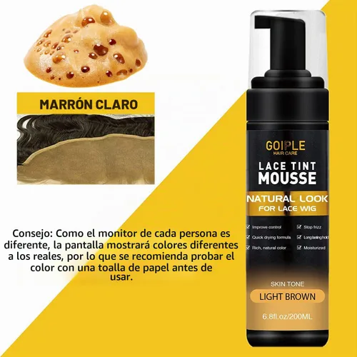 Vista 3 de Mousse de Tinte para Encaje de Pelo Fundido, 6.8 fl oz Mousse de Tinte para Encaje para Mujeres, Pelucas de Encaje, Toupees y Piezas de Cabello