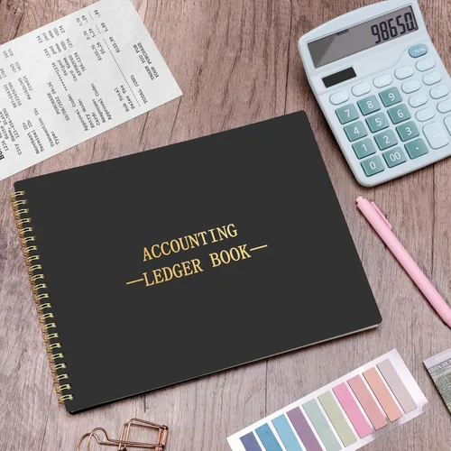 Vista 7 de HAUTOCO Libro de contabilidad para pequeñas empresas con 2 bolsillos de Negro