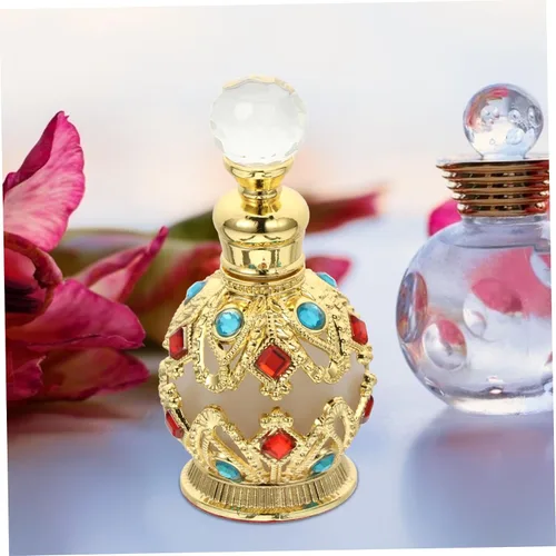 Vista 8 de Botella de perfume de lujo con incrustaciones de diamantes de vidrio envase de aceite esencial Mujeres