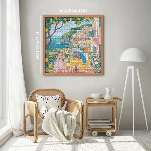 Vista 4 de Italy Cinque Terre Puzzle Puzzles for Adults 1000 Pieces, Colorful Beach Puzzle with Flower, Summer Ocean Scenery Art, Italian Seaside Landscape