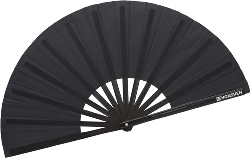Vista 9 de Abanicos de mano plegables de bambú grandes, color rojo, ventilador KunFu para eventos, bailes, espectáculos, festivales, regalo (todo rojo)