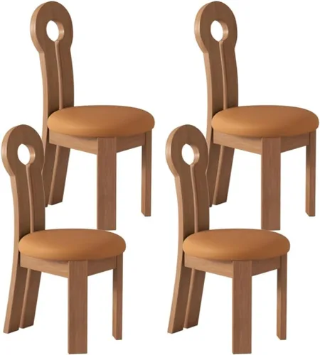 Vista 30 de YVYKFZD Dining Chairs Set, Solid Wood Dining Room Chair, Upholstered Kitchen Chairs, Unique Key-Shaped Living Room Chair, for Offices Bedroom Study