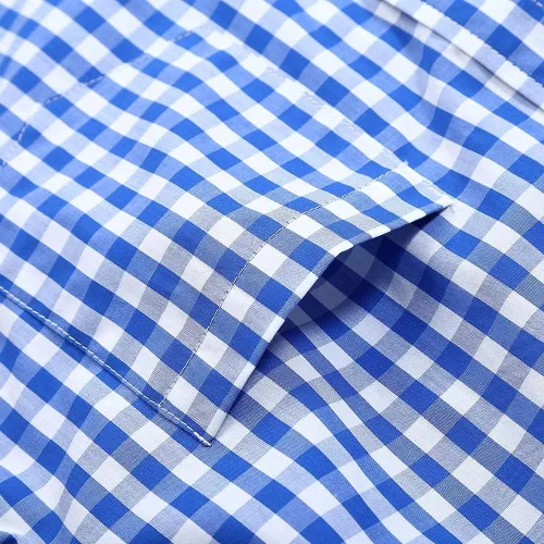 Vista 6 de KOJOOIN Camisas de manga larga para hombre Oktoberfest, camisa a cuadros bávaros alemanes con botones, color azul, talla L, Azul