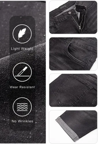 Vista 8 de GINGTTO Pantalones cortos de mezclilla para hombre Gris carbón