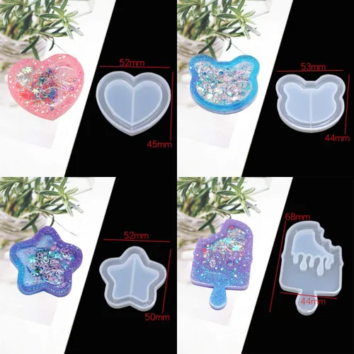 Vista 9 de 9 moldes para coctelera de resina, molde de fundición epoxi de arena movediza Kawaii, molde de silicona de animales de gato con 3 hojas de película