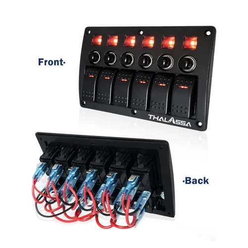 Vista 6 de Panel de interruptor basculante de 4/6/8 Gang pre cableado, impermeable, interruptor de encendido y apagado, 12 V 24 V con fusible, interruptor