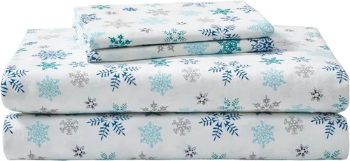 Vista 22 de Eddie Bauer - Sábanas individuales, juego de ropa de cama de franela de algodón, cepillada para mayor suavidad, decoración acogedora para el hogar