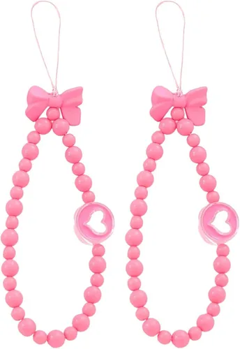 Vista 24 de Beaded Phone Charm Cute Fixed Beads Pearl Wristlet Chain Camera Wrist Strap CarKey Lanyard