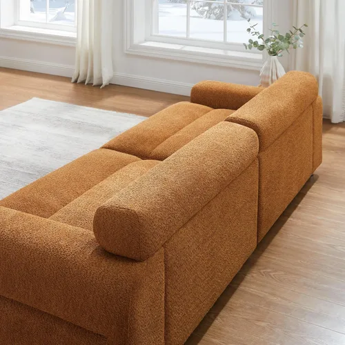 Vista 8 de Sofá Loveseat Boucle Cloud de 89", Cómodo Sofá Boucle Tapizado de Asiento Profundo, Sofá Moderno de Mediados de Siglo para Sala de Estar