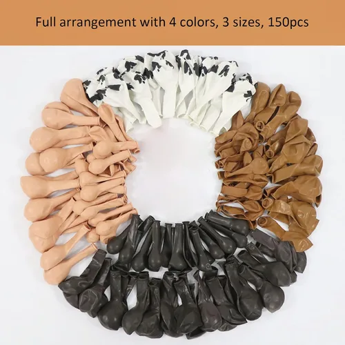 Vista 3 de Kit de arco de globos de vaquero – 150 piezas de cacao de albaricoque marrón desnudo con globos de impresión de vaca para decoración de fiesta