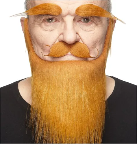 Vista 8 de Mustaches Fake Facial Hair Set, Beard, Eyebrows, Self-Adhesive Rey medieval negro