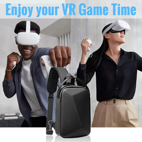 Vista 7 de Funda de transporte para Oculus Quest 2, funda de viaje rígida para MetaOculus Quest 2 VR auriculares y controladores accesorios, mochila cruzada