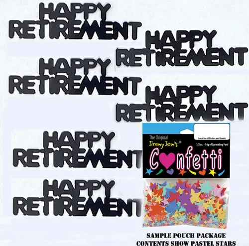Vista 3 de Confeti Word Happy Retirement Negro - 2 bolsas de media onza (1 oz) #7885 Q01
