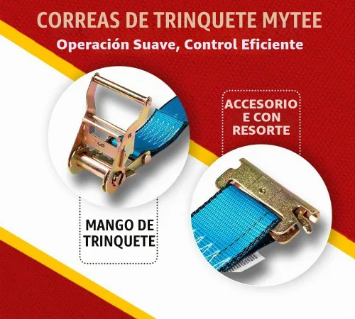 Vista 2 de Mytee Products Paquete de 10 correas E de 2 pulgadas x 20 pies con ajuste en E de resorte, correas de trinquete azul con resistencia a la rotura