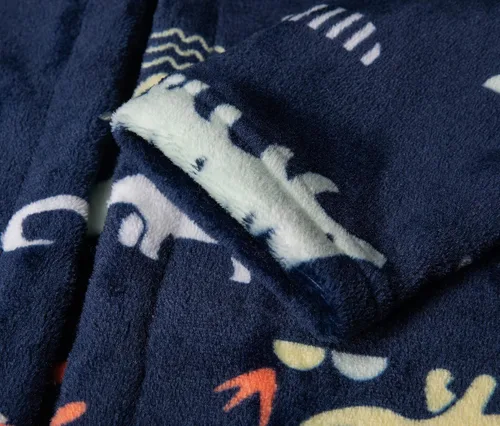 Vista 4 de Pijama de bata de baño con capucha de dibujos animados para niños pequeños y niñas