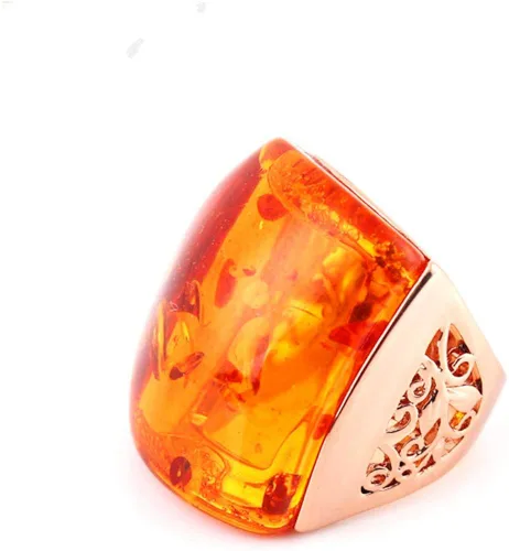 Vista 3 de Ajojewel - Anillo de resina de color naranja para mujer, diseño grande, diseño de Anel