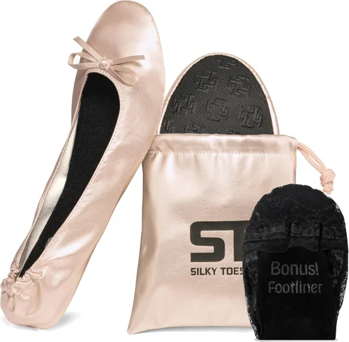 Vista 16 de Silky Toes Zapatos planos plegables para mujer, zapatos de ballet para A-Negro