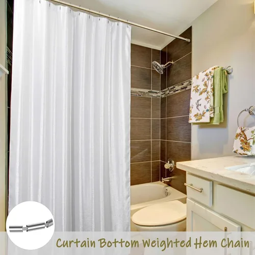 Vista 5 de Cortina de ducha con purpurina blanca plateada: cortinas de ducha de tela lavable brillante brillante para baño, cortina de baño de lujo de satén