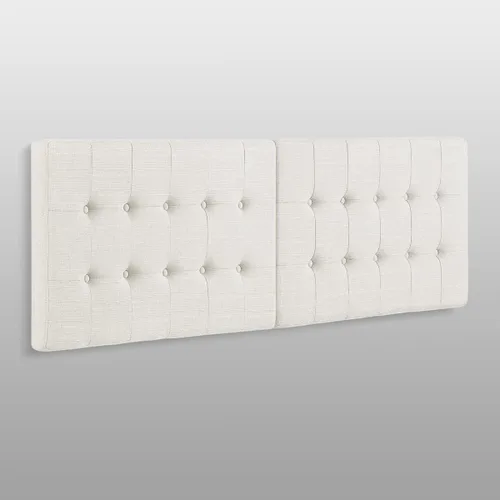Vista 3 de 24KF Cabecera capitoneada con botones para montar en la pared, con relleno de lino a la moda, tamaño King/CA King, tamaño King, 6035-K-marfil