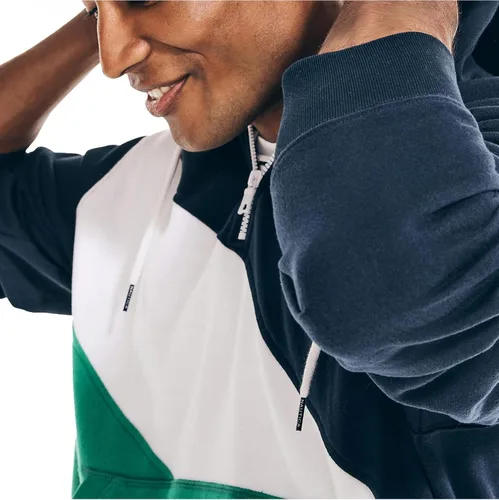 Vista 4 de Nautica Sudadera con capucha de bloque de colores con cremallera de un cuarto para hombre