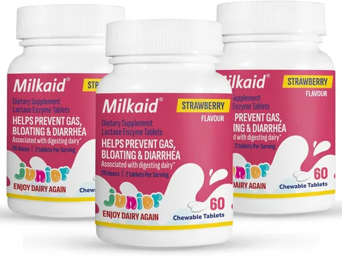 Vista 8 de Tabletas masticables para aliviar la intolerancia a la lactosa y previene el gas, la hinchazón, la diarrea en los niños, suplemento digestivo