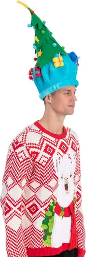 Vista 7 de JOYIN Divertido sombrero de árbol de Navidad, sombreros de Papá Noel unisex de felpa para celebraciones de disfraces, recuerdo de fiesta