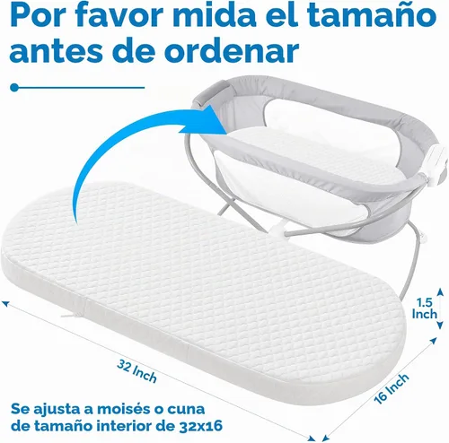 Vista 2 de Pro Goleem Protector de colchón para cuna de bebé, 32 x 16 pulgadas, funda Blanco nube