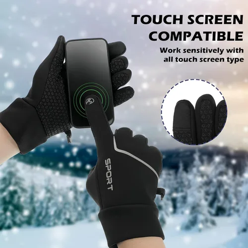 Vista 6 de Newcotte 3 pares de guantes de invierno ligeros para correr para pantalla táctil, forro cálido, guantes térmicos para clima frío para hombres