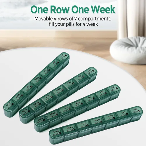 Vista 2 de Zoksi Organizador mensual de pastillas 28 días, 1 vez al día, organizador grande de 4 semanas, pastillero de un mes, organizador de medicamentos