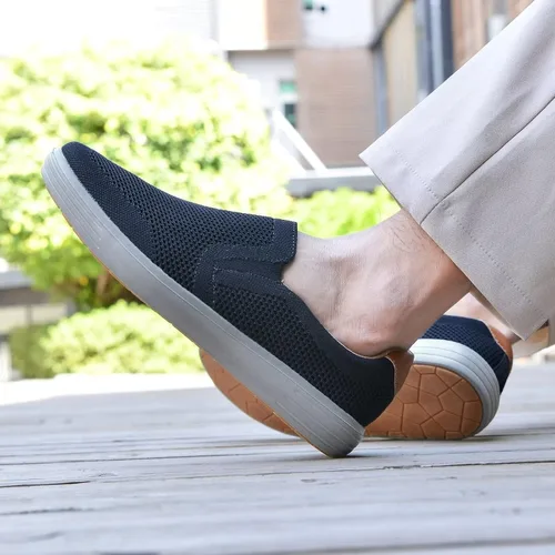 Vista 7 de konhill Zapatos deportivos sin cordones para hombre, mocasines de punto para caminar, espuma viscoelástica, para conducir, trabajo, patinaje