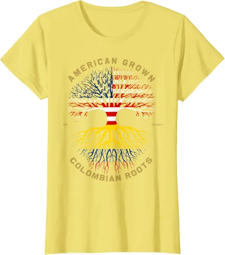 Vista 70 de Camiseta de regalo con la bandera de Estados Unidos con árbol de raíces colombianas
