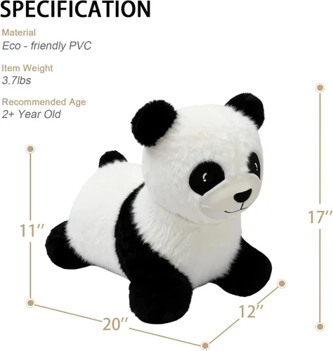 Vista 2 de INPANY Caballo Saltarín, Juguetes Panda Brincolín, Animal de Peluche Saltarín para Niños Pequeños, Juguetes de Goma Inflables para Montar, Regalo