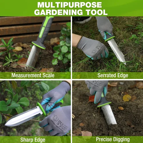 Vista 2 de WORKPRO Hori Hori - Cuchillo de jardín, hoja de acero inoxidable de 7 pulgadas con borde de corte, herramientas de jardín con funda Oxford, mango