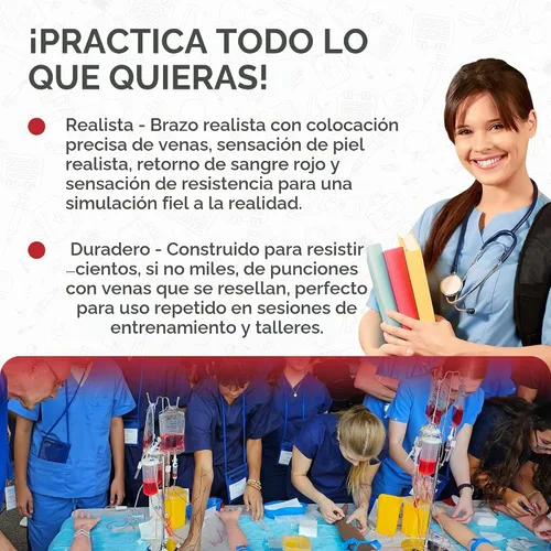 Vista 5 de Kit de práctica de flebotomía The Apprentice Doctor – Brazo completo de entrenamiento de flebotomía para venopunción y simulación IV Diseñado