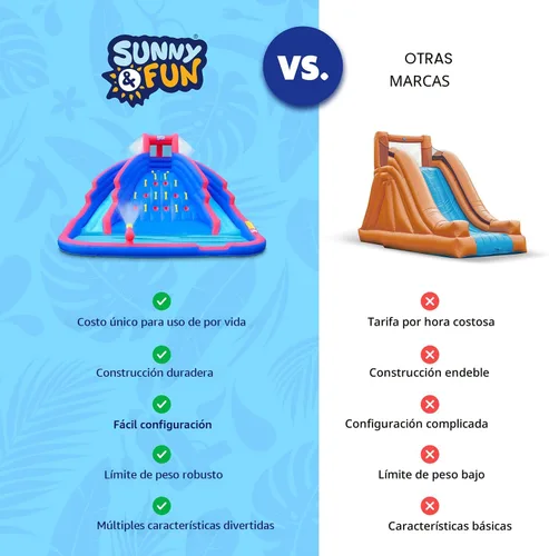 Vista 9 de Sunny & Fun Ultra Climber - Parque inflable de tobogán acuático – Resistente para diversión al aire libre – Pared de escalada, dos toboganes