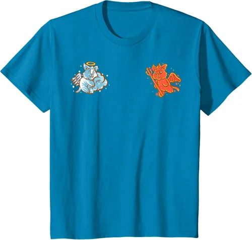 Vista 91 de Camiseta de gato ángel y diablo sentado en tu hombro Nerd Kitten, Negro
