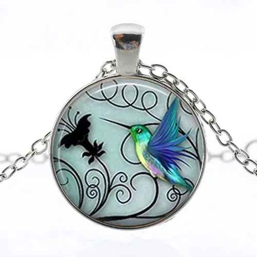 Vista 2 de Collar con colgante de colibrí azul de Afazfaix