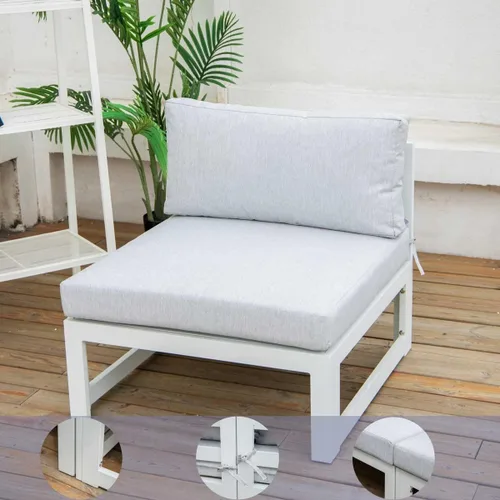 Vista 5 de RADIATA El sofá blanco de aluminio 2 pedazos sillas sin brazos al aire libre muebles de patio liquidación